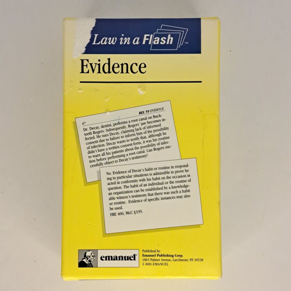 Law in a Flash Evidence Flashcards Study Guide Emanuel Publishing Law School